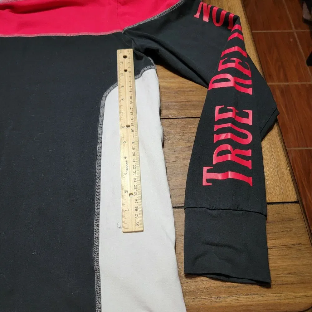 True Religion LS Red Black & White Unisex Rugby Crewneck - Size Large